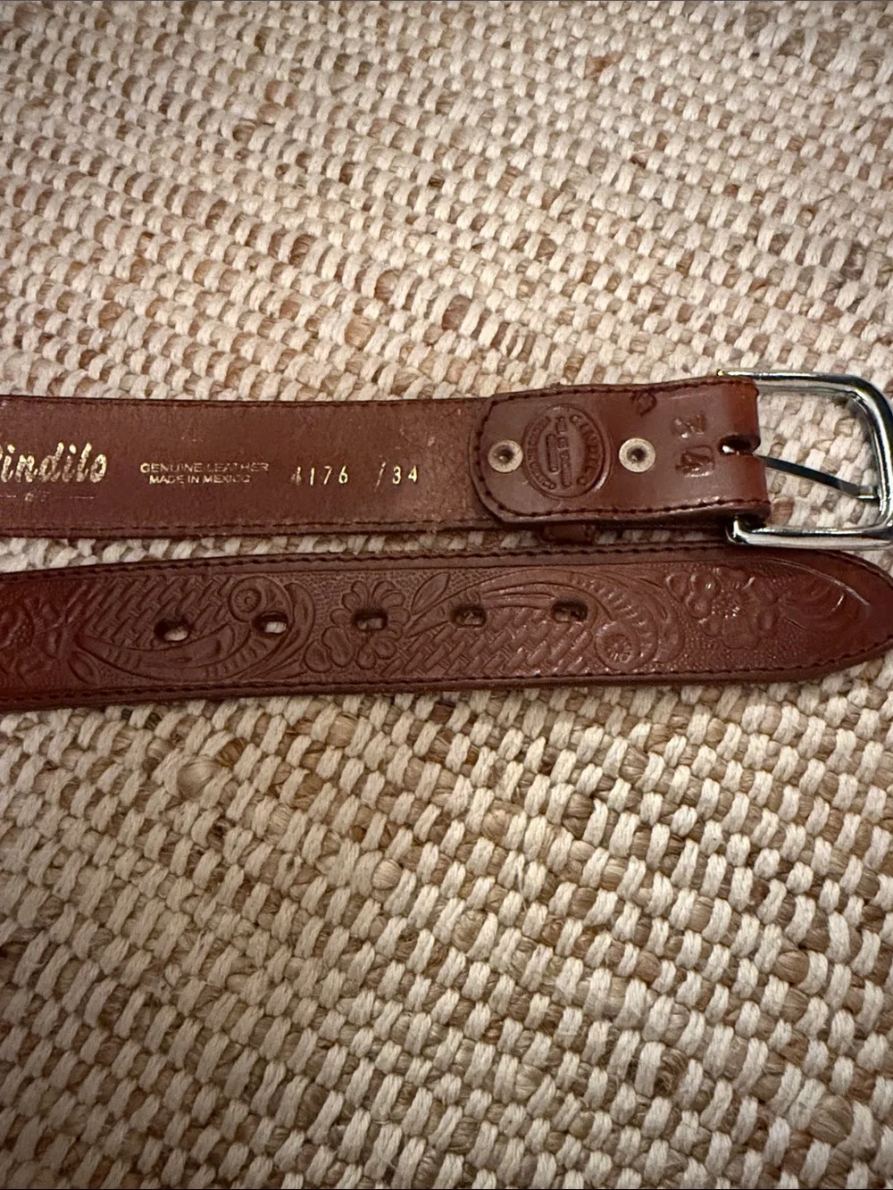 Men's Brown Leather Belt with Decorative Metal Accents Cindilo Mexico